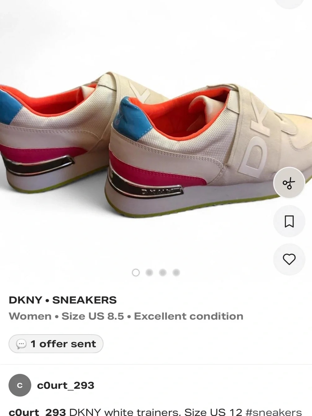 DKNY Kids Cream Sneakers with Pink, Blue & Orange Accents